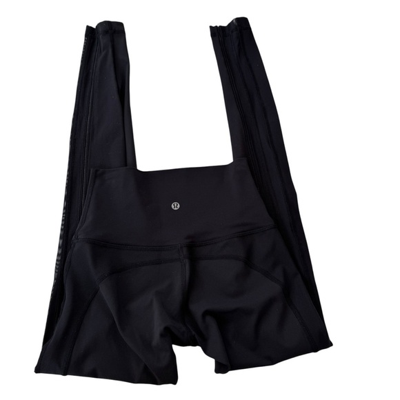 Lululemon Wunder Under Dise Stripe Pant Luxtreme Roll Down Black Size 2 - Picture 6 of 11